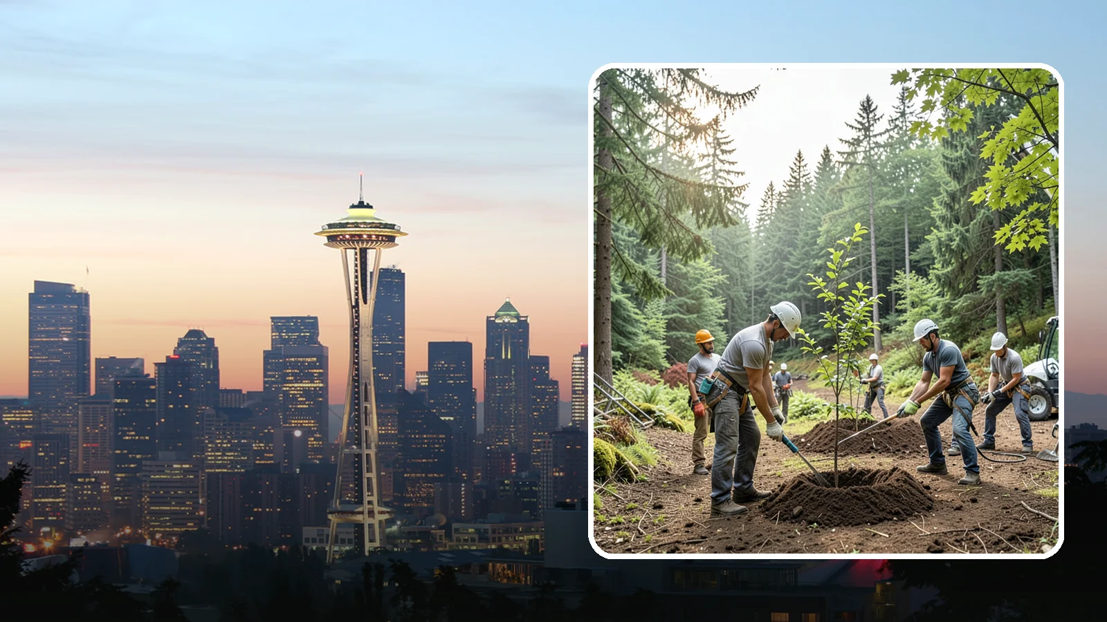 Tree planting in Seattle, King County, WA - The selection and planting of new trees.