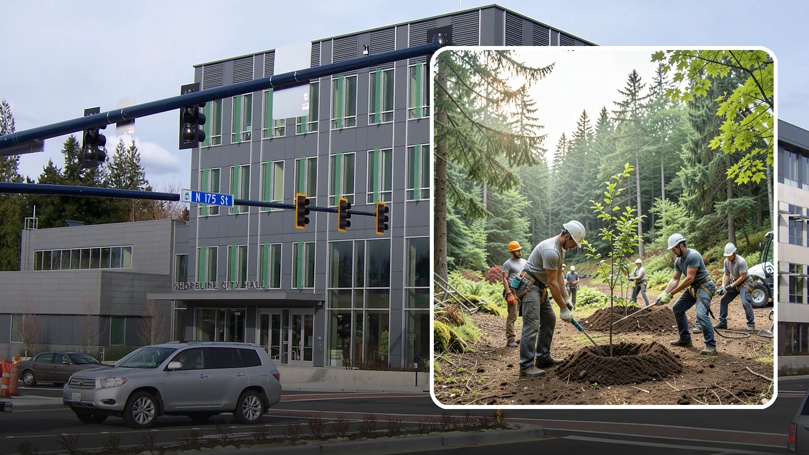 Tree planting in Shoreline, King County, WA - The selection and planting of new trees.