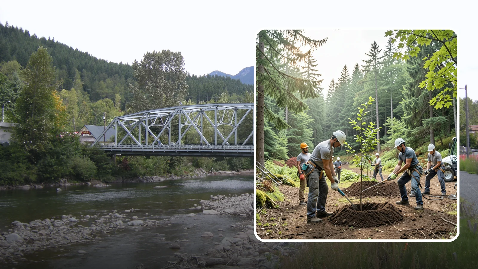 Tree planting in Skykomish, King County, WA - The selection and planting of new trees.