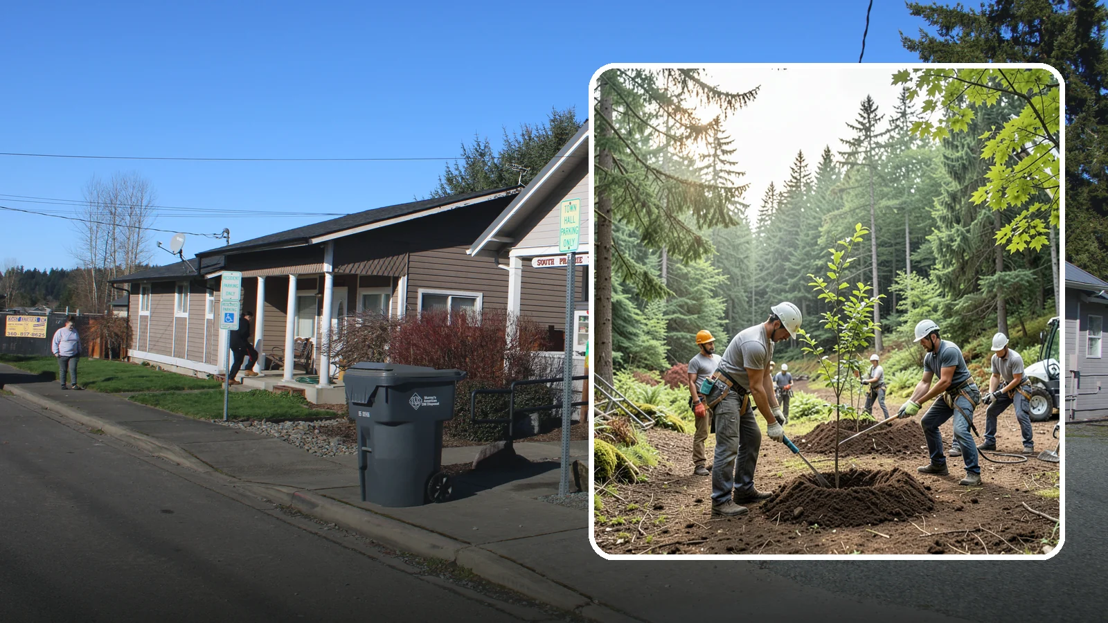 Tree planting in South Prairie, Pierce County, WA - The selection and planting of new trees.
