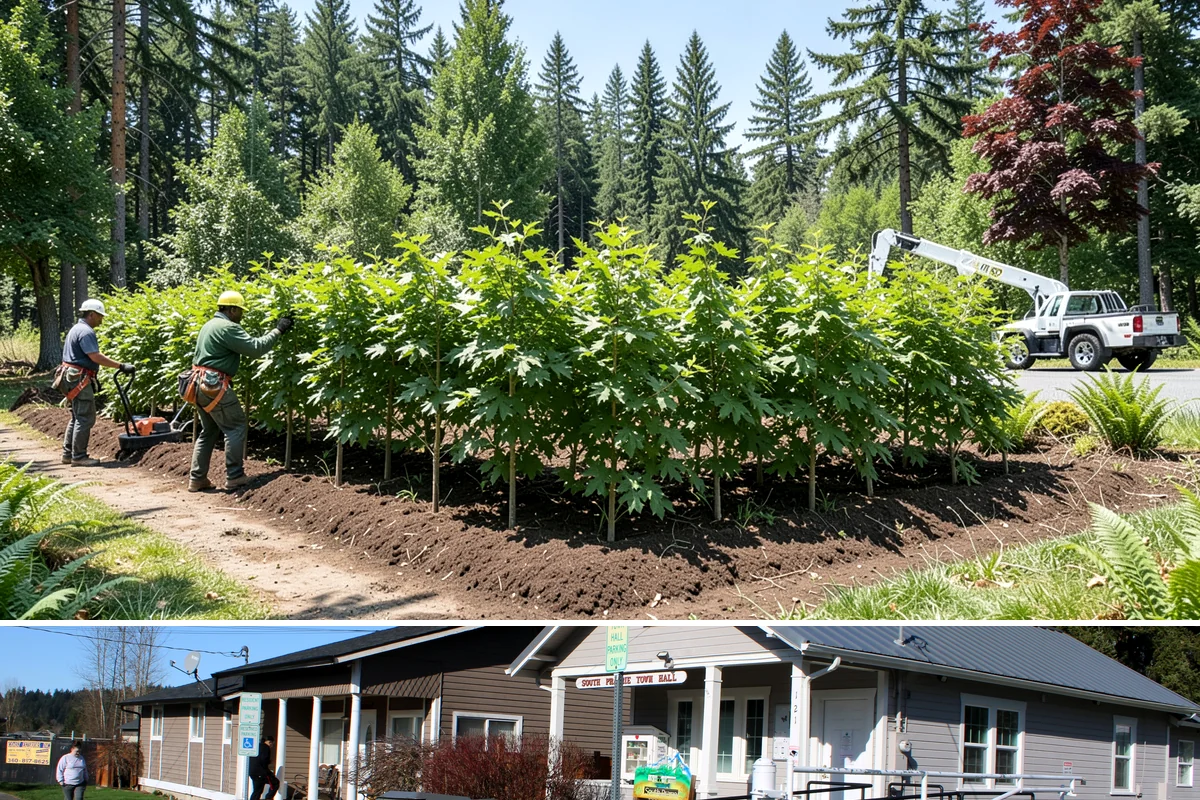 Tree planting in South Prairie, Pierce County, WA - Planting is best performed during dormant seasons to minimize transplant shock in the Pacific Northwest climate, though...
