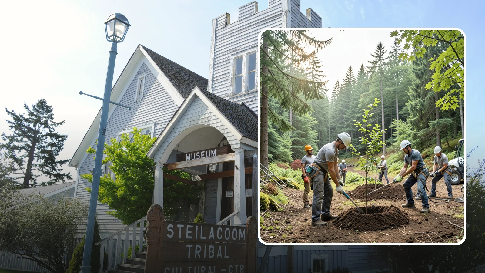 Tree planting in Steilacoom, Pierce County, WA - The selection and planting of new trees.