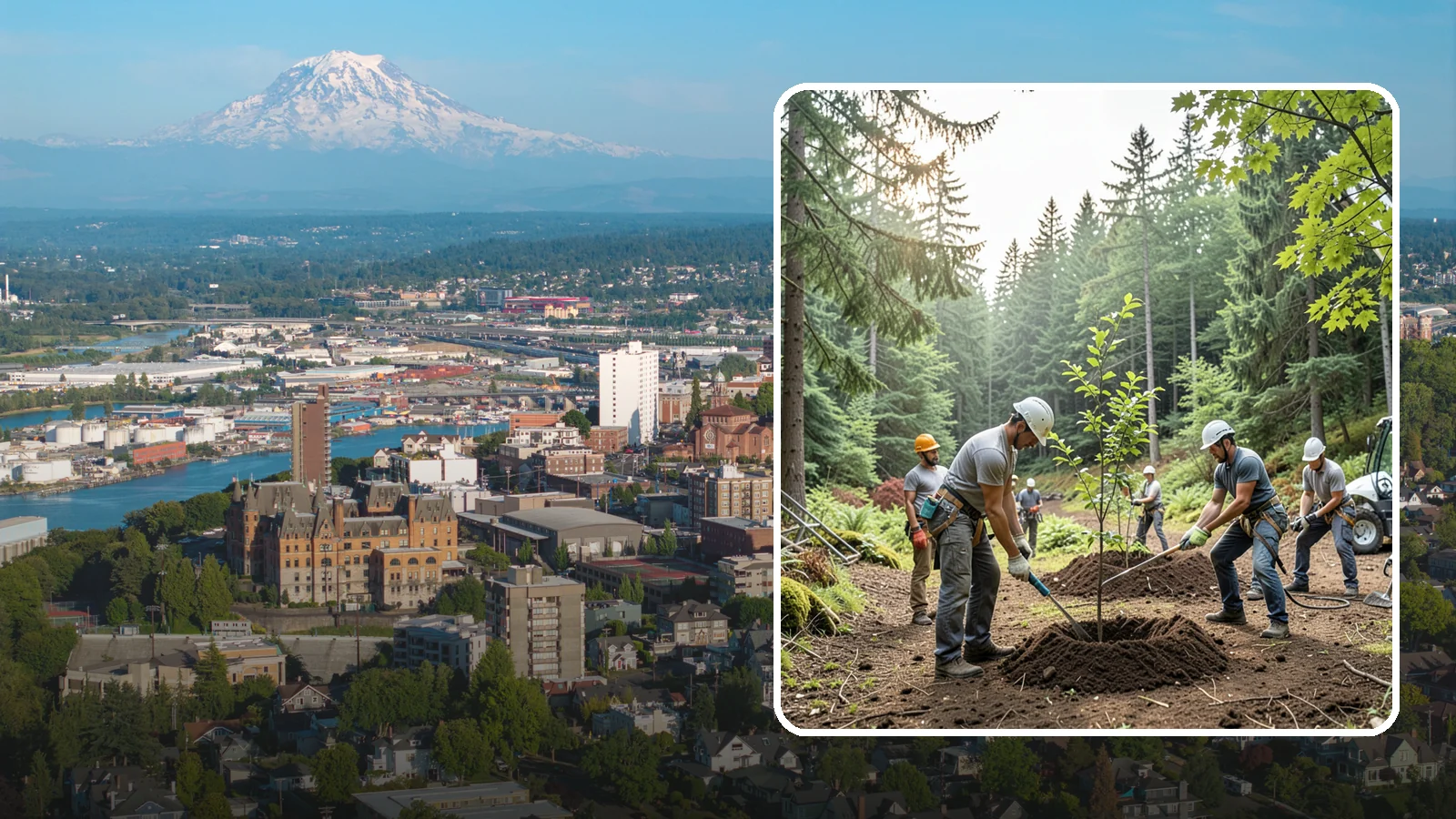 Tree planting in Tacoma, Pierce County, WA - The selection and planting of new trees.