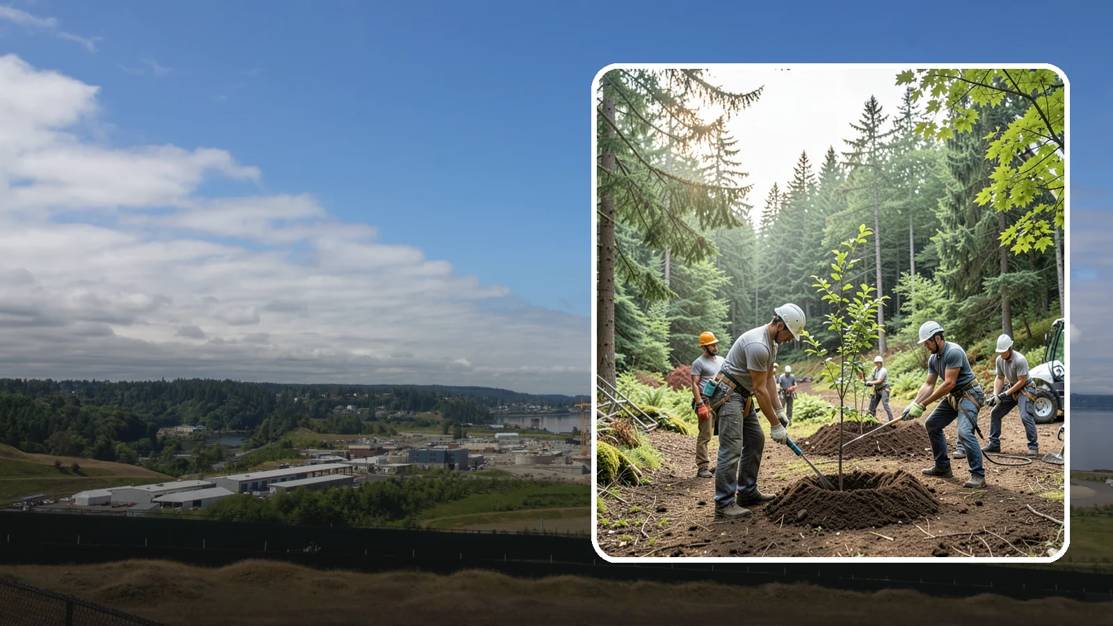Tree planting in University Place, Pierce County, WA - The selection and planting of new trees.