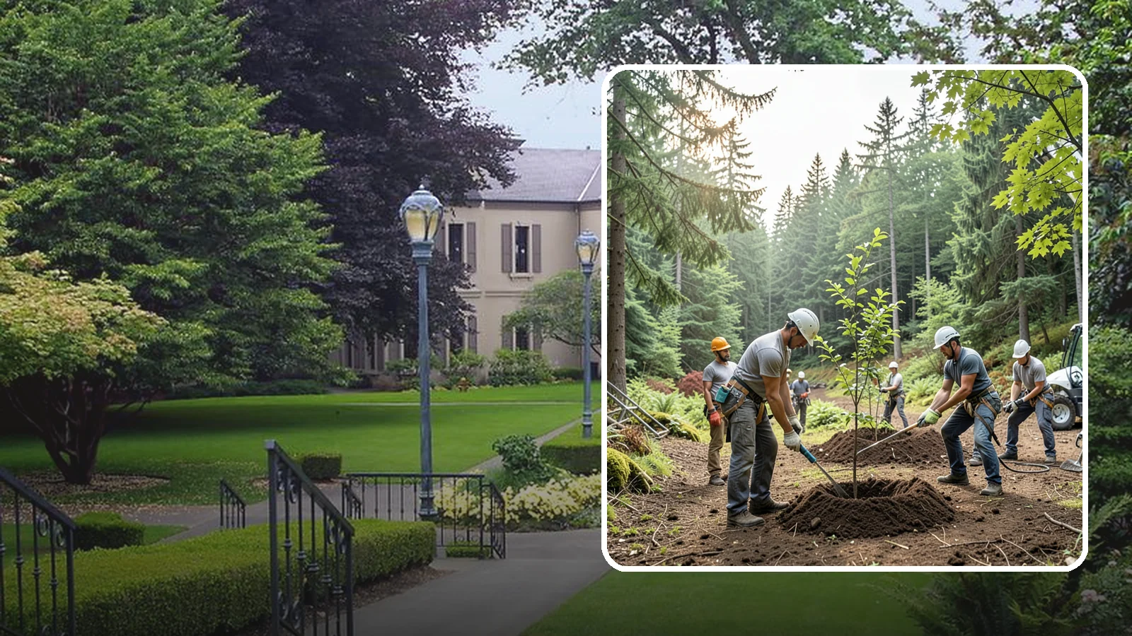 Tree planting in Woodinville, King County, WA - The selection and planting of new trees.
