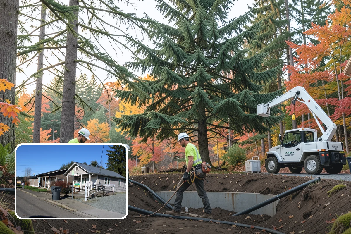 Tree preservation during construction in South Prairie, Pierce County, WA - Protects valued trees during projects