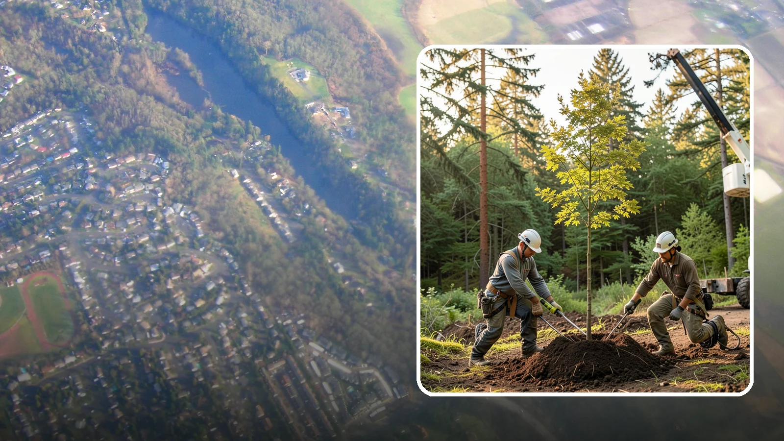Tree replacement in Algona, King County, WA - The replanting of trees to replace those removed.