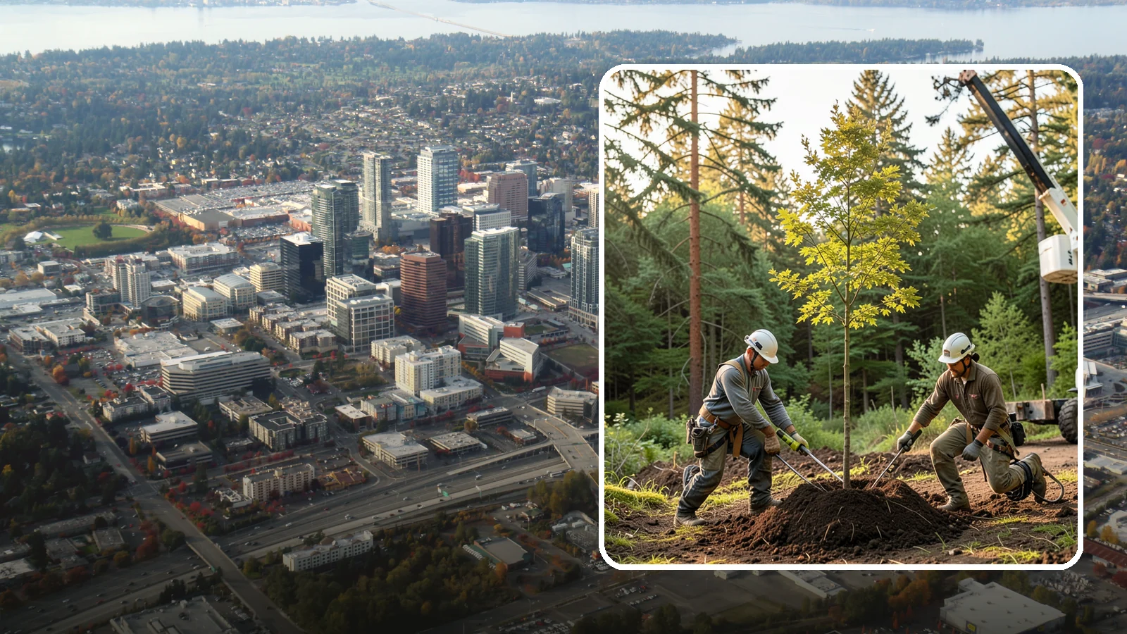 Tree replacement in Bellevue, King County, WA - The replanting of trees to replace those removed.