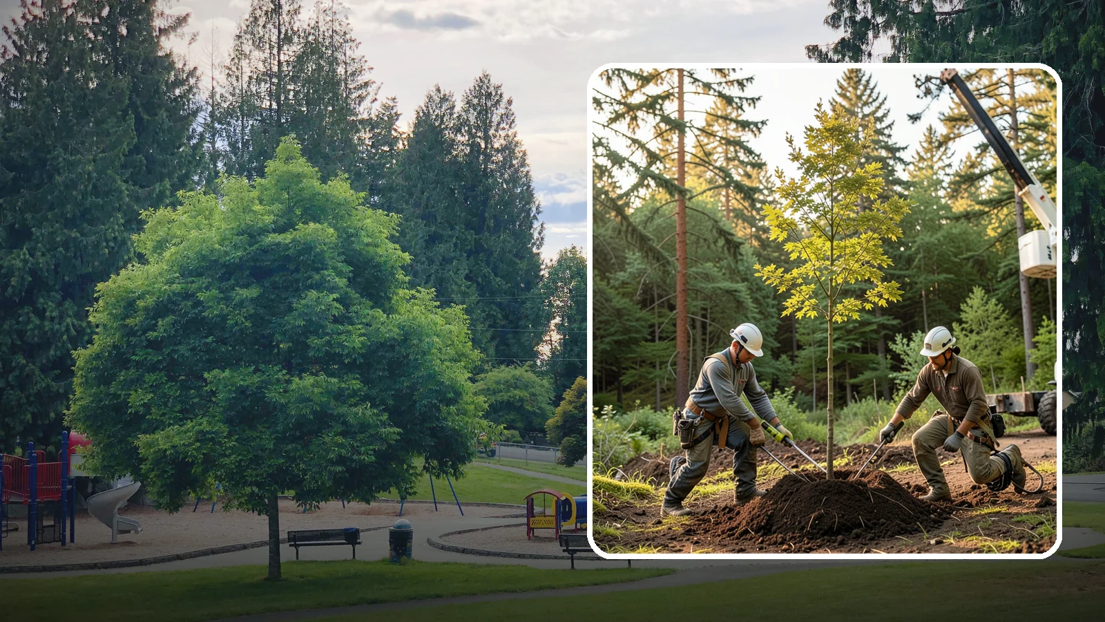 Tree replacement in Bonney Lake, Pierce County, WA - The replanting of trees to replace those removed.