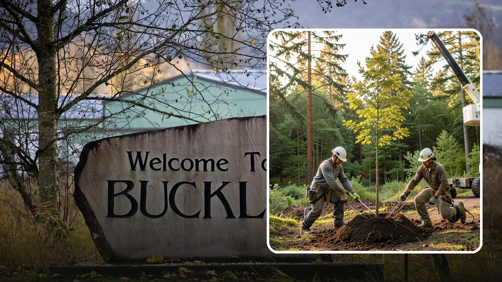 Tree replacement in Buckley, Pierce County, WA - The replanting of trees to replace those removed.