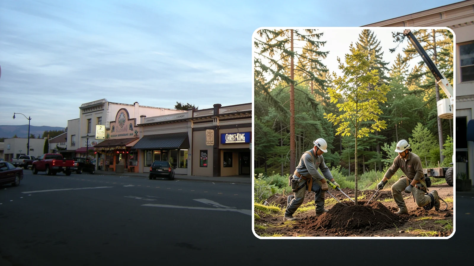 Tree replacement in Burlington, Skagit County, WA - The replanting of trees to replace those removed.