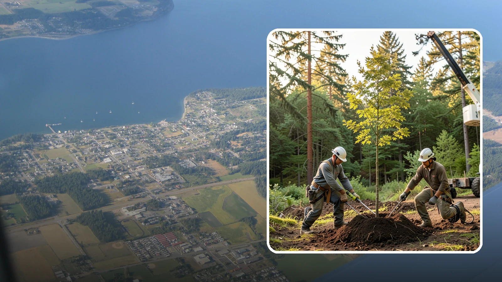 Tree replacement in Coupeville, Island County, WA - The replanting of trees to replace those removed.