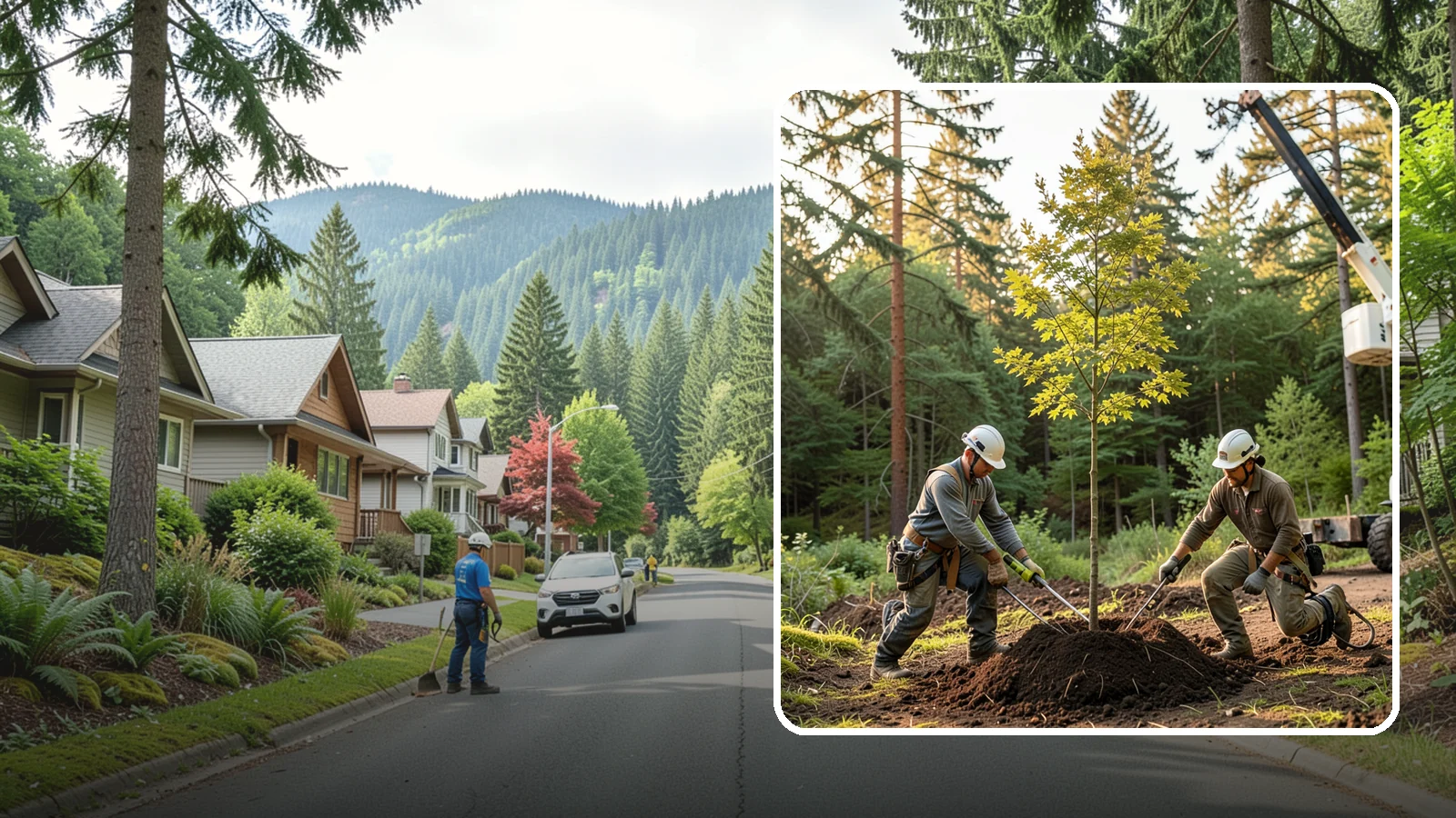 Tree replacement in Darrington, Snohomish County, WA - The replanting of trees to replace those removed.