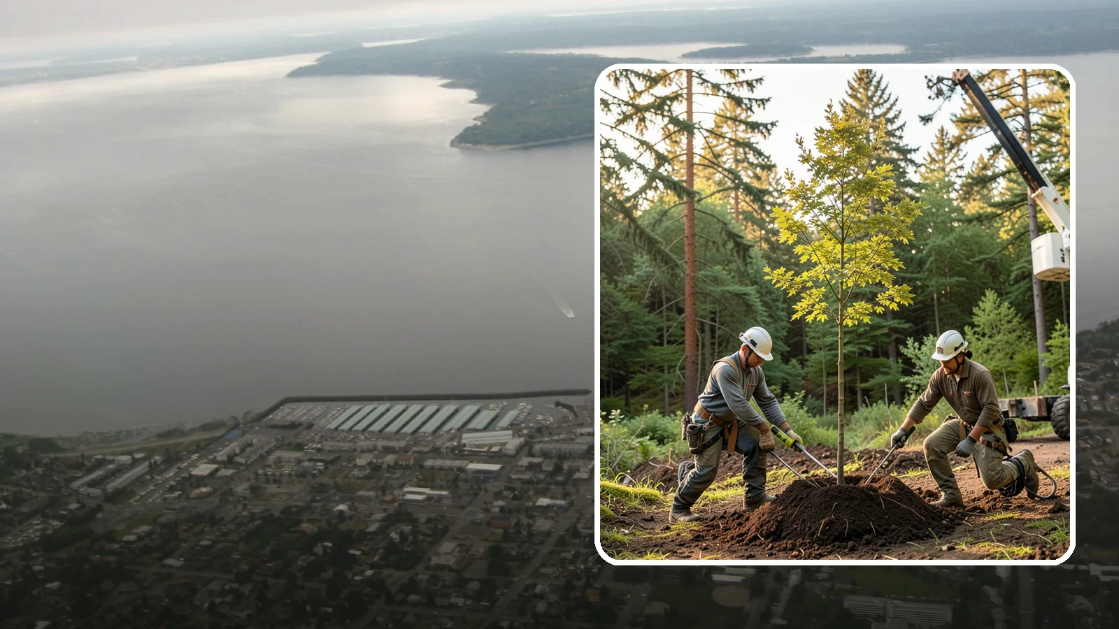 Tree replacement in Des Moines, King County, WA - The replanting of trees to replace those removed.