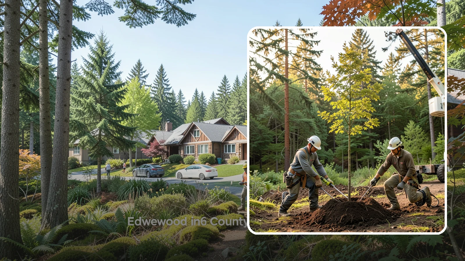 Tree replacement in Edgewood, Pierce County, WA - The replanting of trees to replace those removed.