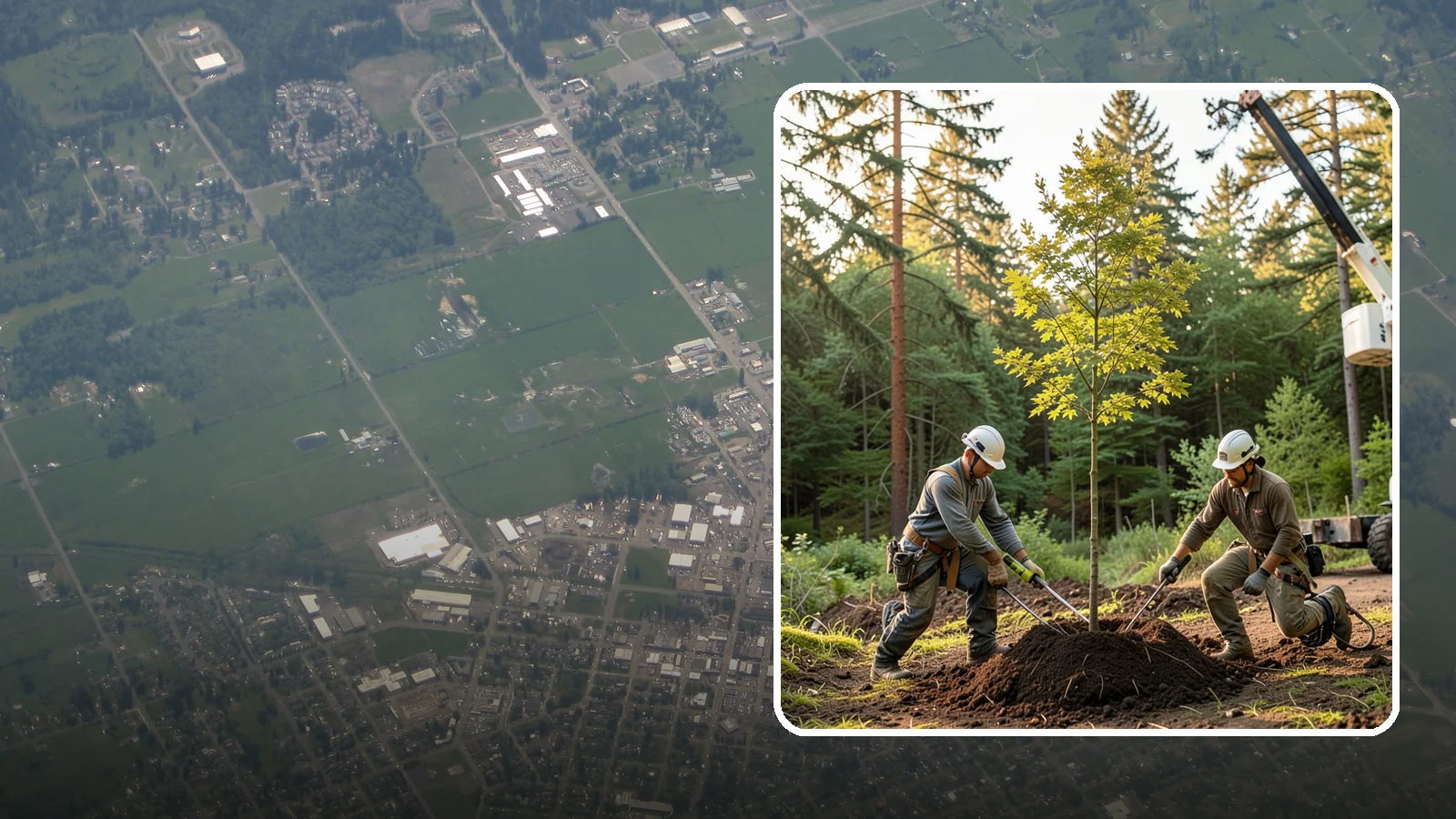 Tree replacement in Enumclaw, King County, WA - The replanting of trees to replace those removed.