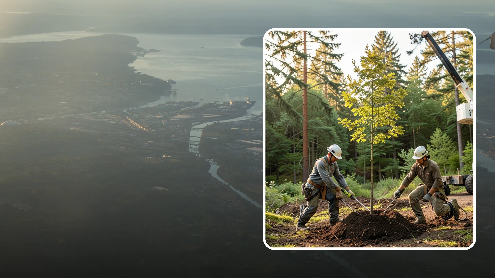 Tree replacement in Fife, Pierce County, WA - The replanting of trees to replace those removed.