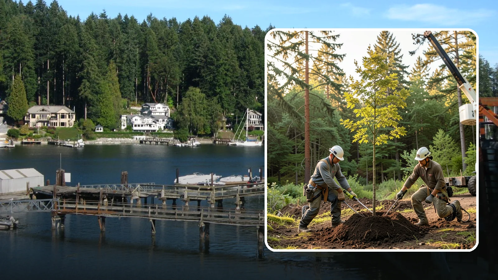 Tree replacement in Gig Harbor, Pierce County, WA - The replanting of trees to replace those removed.