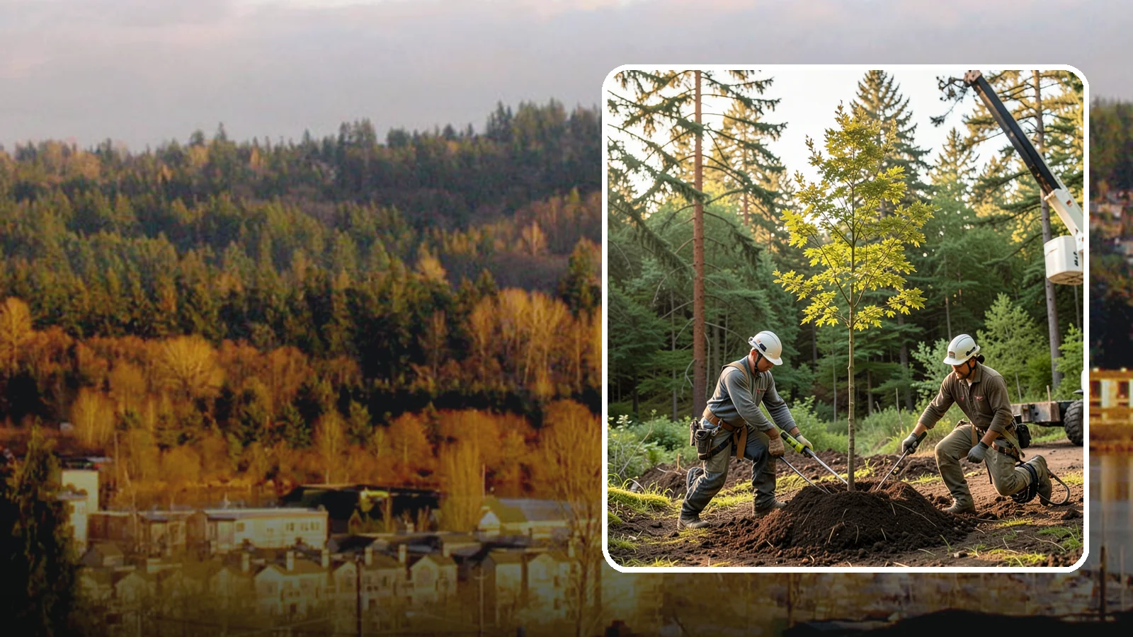 Tree replacement in Kenmore, King County, WA - The replanting of trees to replace those removed.