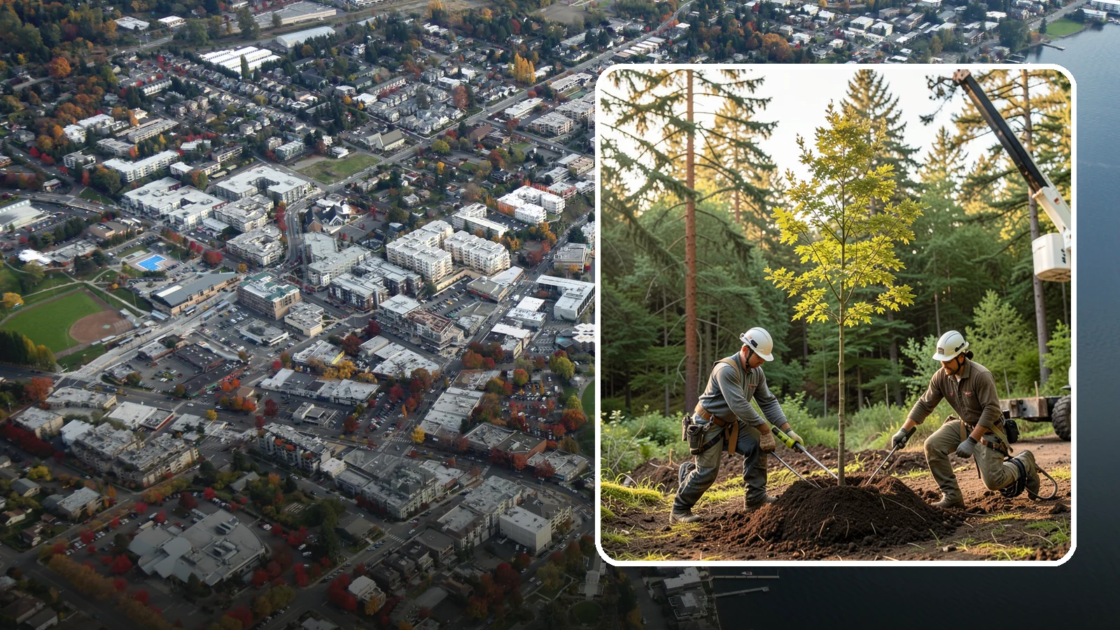 Tree replacement in Kirkland, King County, WA - The replanting of trees to replace those removed.