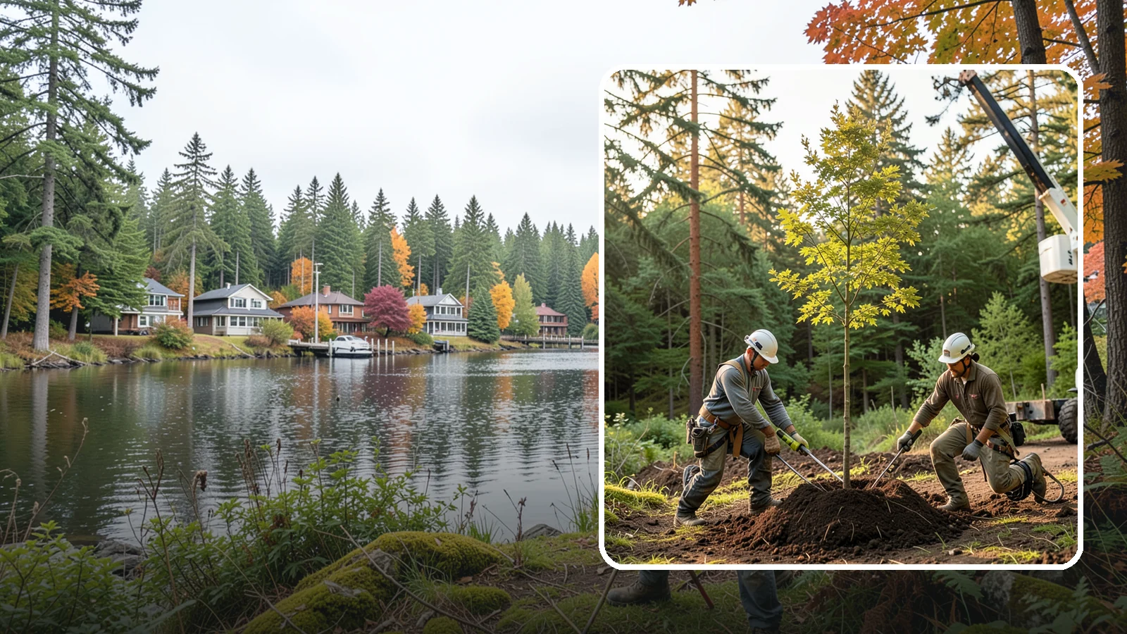 Tree replacement in La Conner, Skagit County, WA - The replanting of trees to replace those removed.