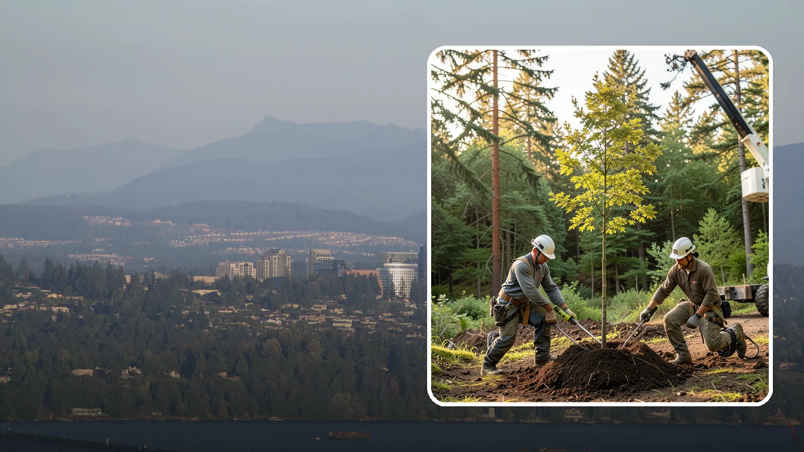 Tree replacement in Medina, King County, WA - The replanting of trees to replace those removed.