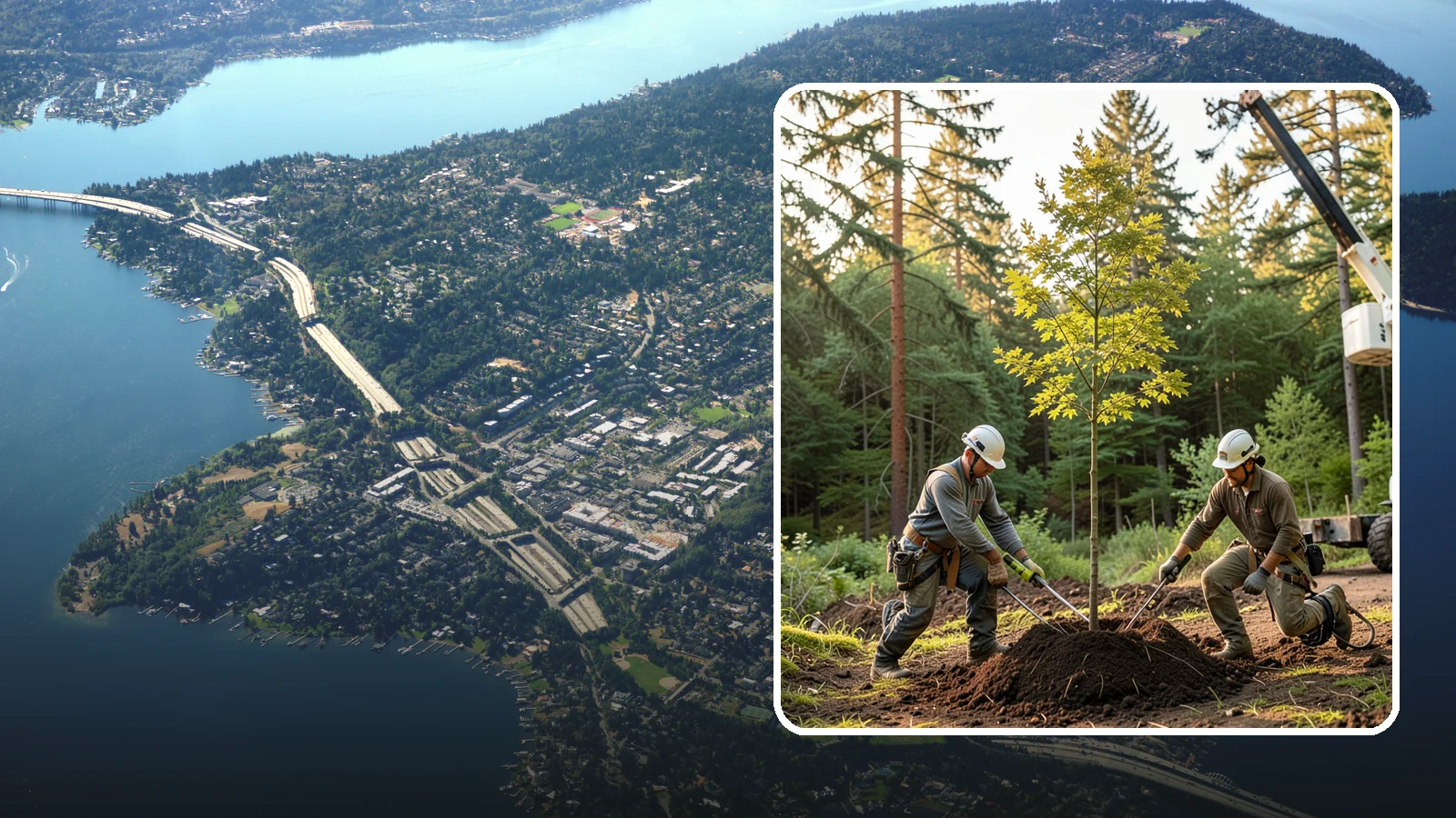 Tree replacement in Mercer Island, King County, WA - The replanting of trees to replace those removed.