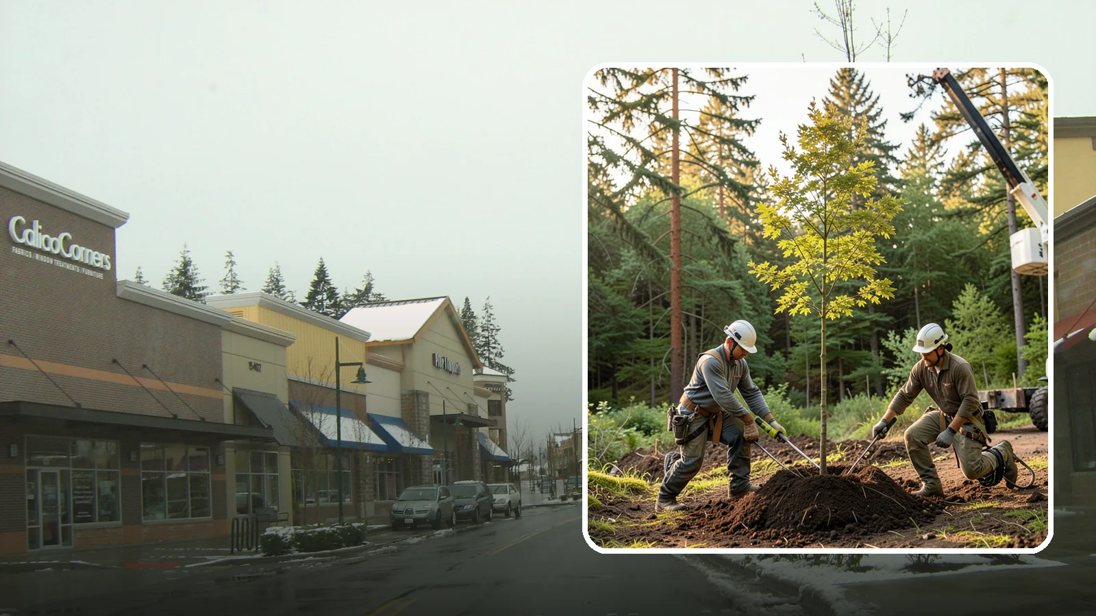 Tree replacement in Mill Creek, Snohomish County, WA - The replanting of trees to replace those removed.