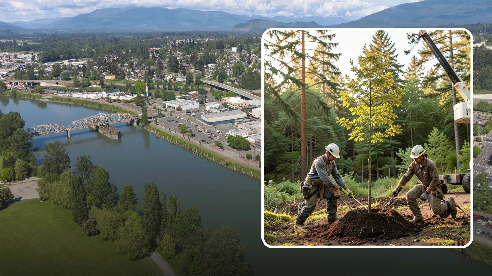 Tree replacement in Mount Vernon, Skagit County, WA - The replanting of trees to replace those removed.