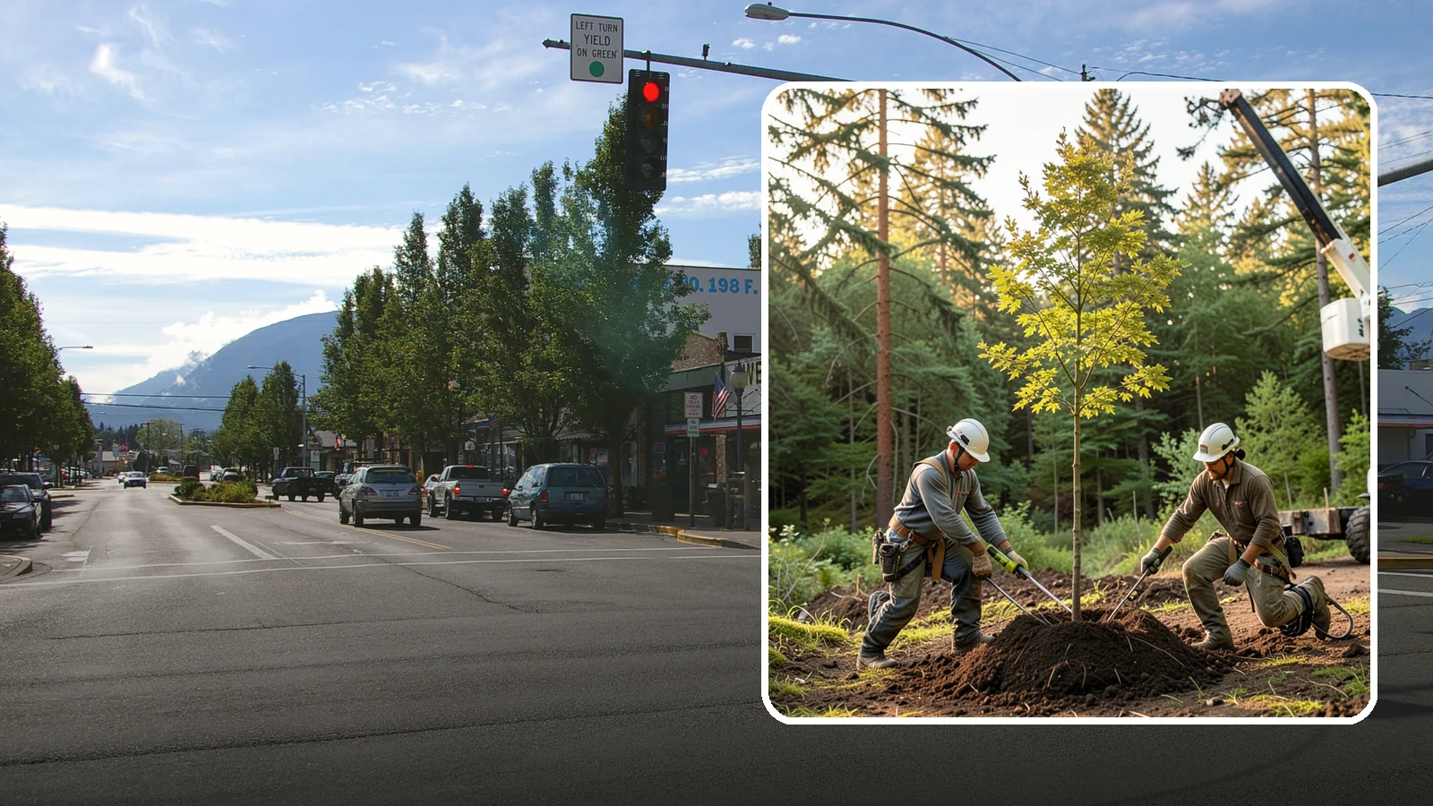 Tree replacement in North Bend, King County, WA - The replanting of trees to replace those removed.