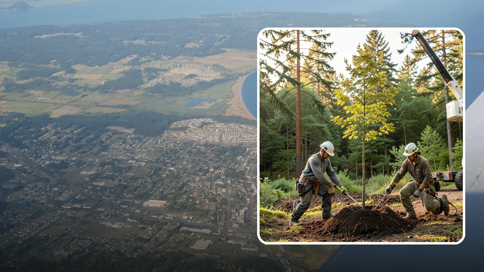 Tree replacement in Oak Harbor, Island County, WA - The replanting of trees to replace those removed.