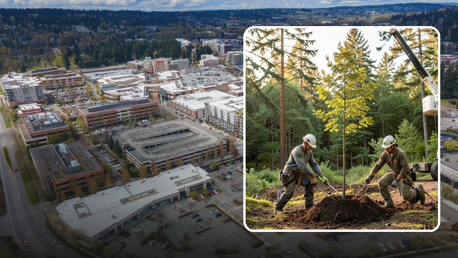 Tree replacement in Redmond, King County, WA - The replanting of trees to replace those removed.