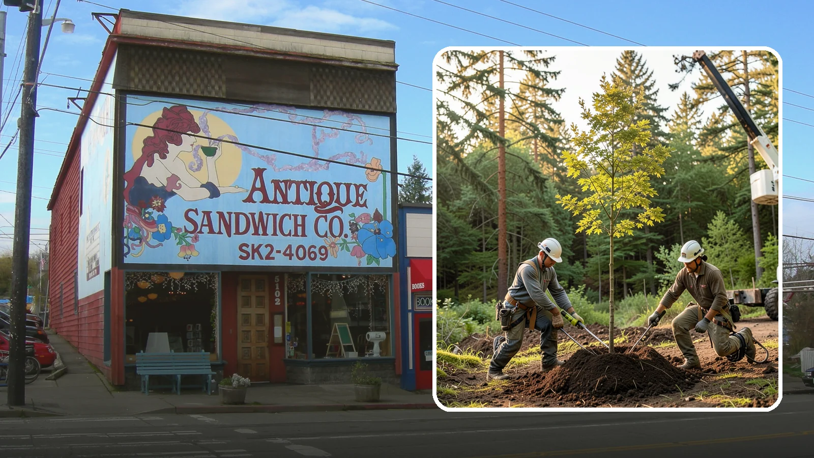 Tree replacement in Ruston, Pierce County, WA - The replanting of trees to replace those removed.