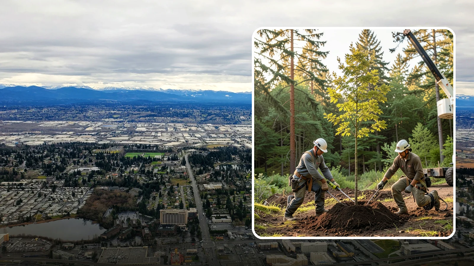 Tree replacement in SeaTac, King County, WA - The replanting of trees to replace those removed.