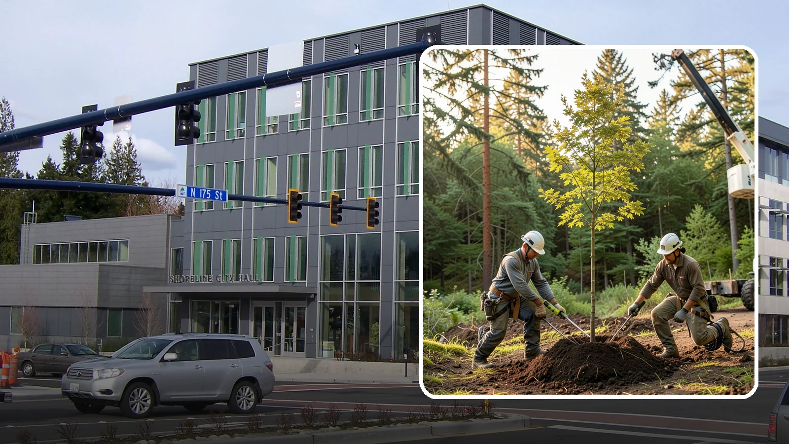 Tree replacement in Shoreline, King County, WA - The replanting of trees to replace those removed.