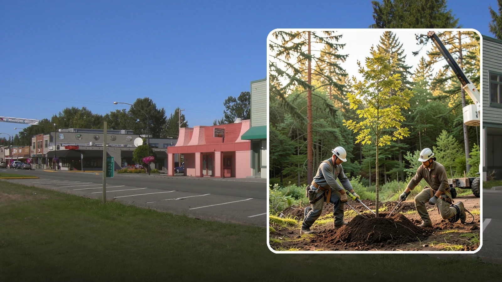 Tree replacement in Snoqualmie, King County, WA - The replanting of trees to replace those removed.
