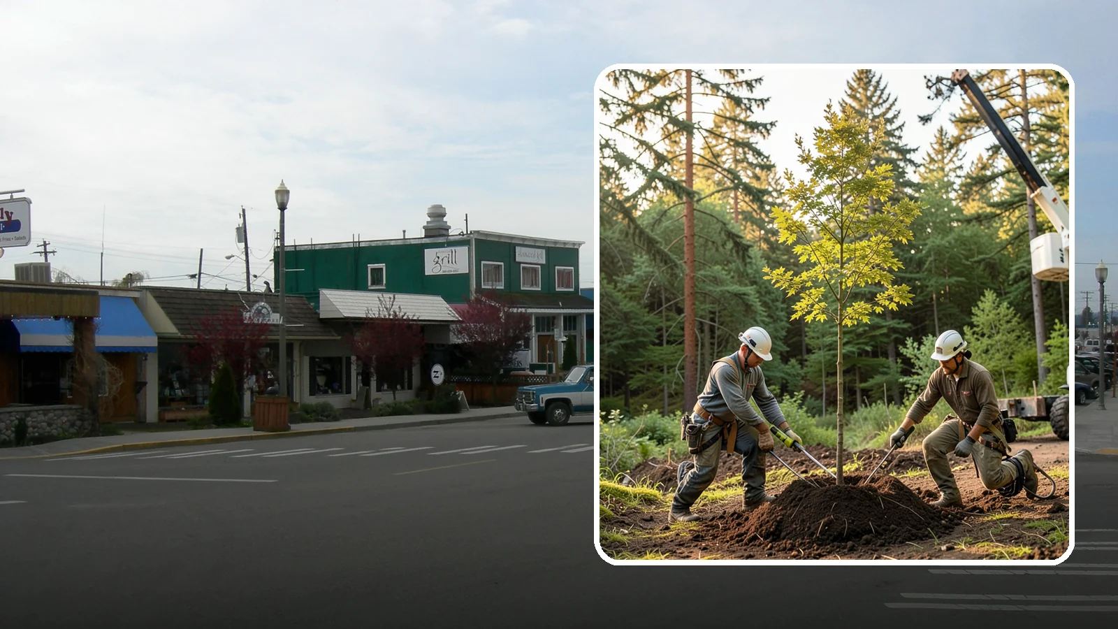 Tree replacement in Stanwood, Snohomish County, WA - The replanting of trees to replace those removed.