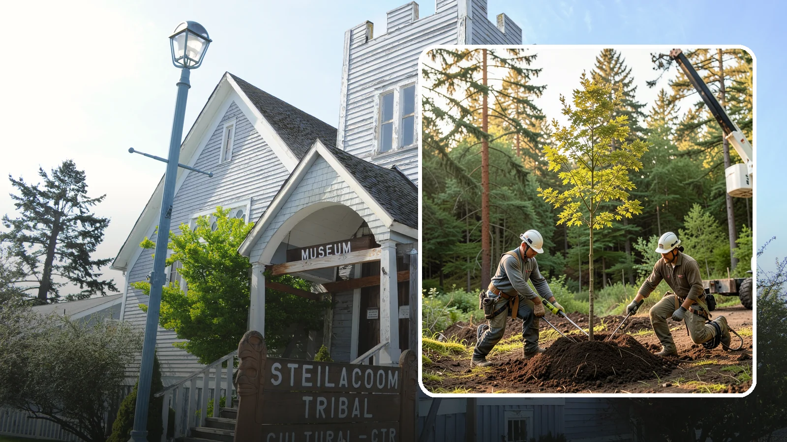 Tree replacement in Steilacoom, Pierce County, WA - The replanting of trees to replace those removed.
