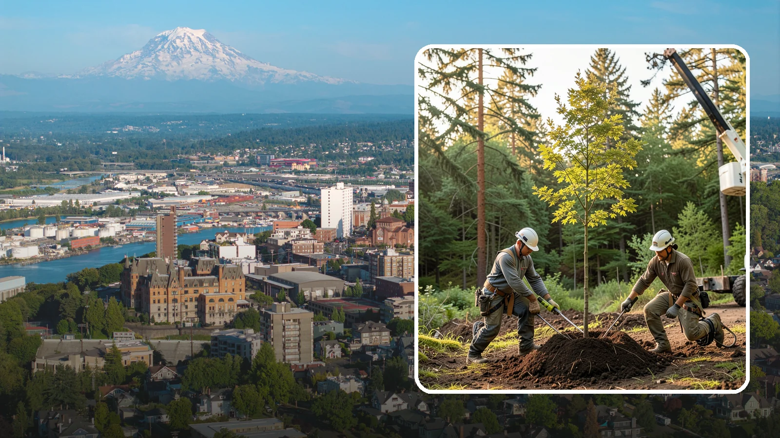 Tree replacement in Tacoma, Pierce County, WA - The replanting of trees to replace those removed.