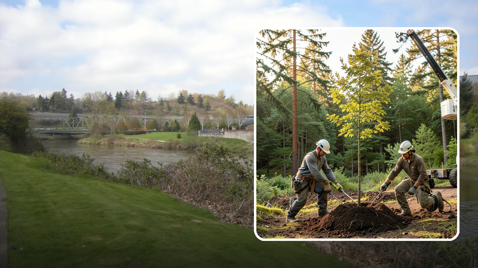 Tree replacement in Tukwila, King County, WA - The replanting of trees to replace those removed.