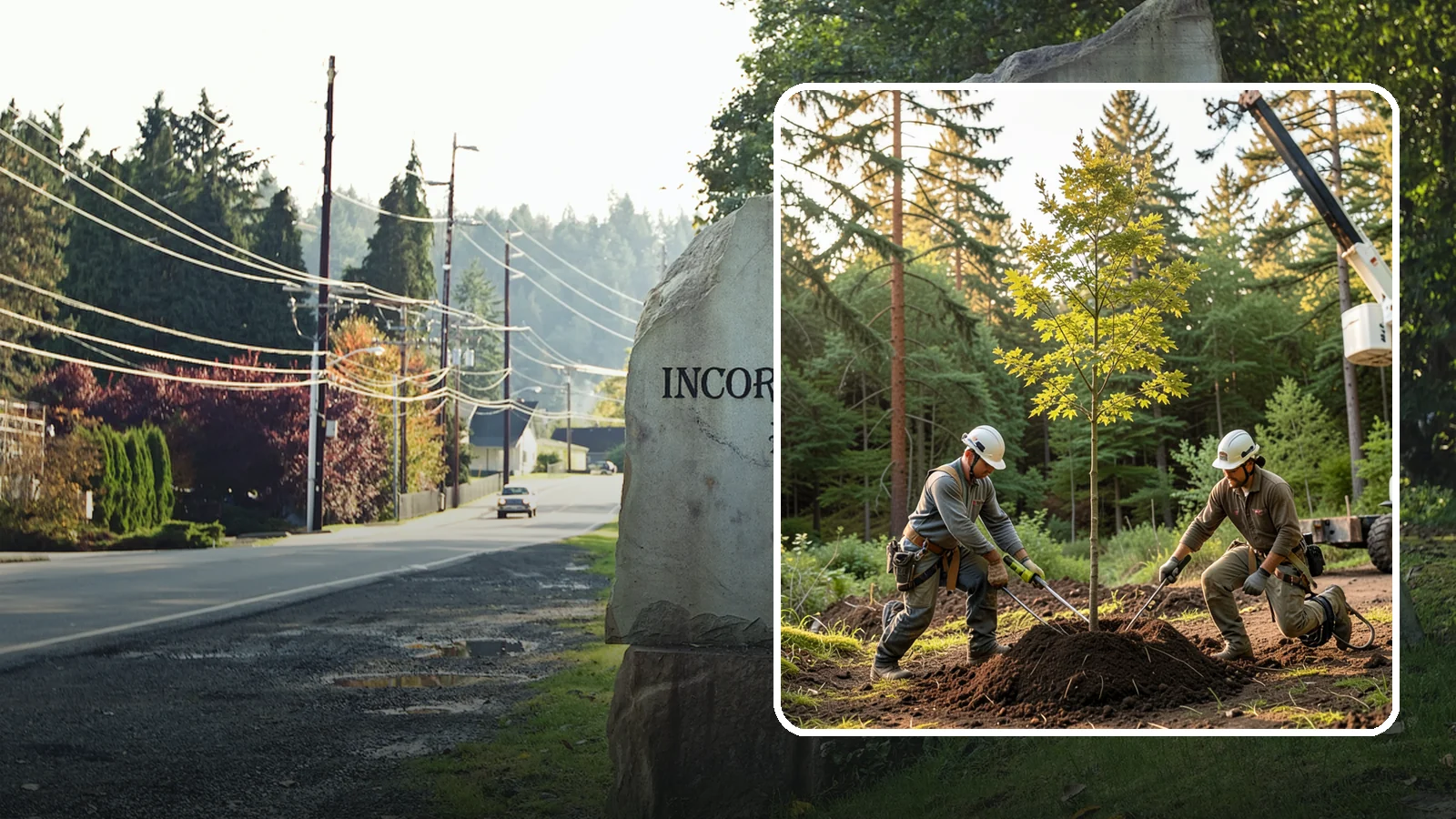 Tree replacement in Wilkeson, Pierce County, WA - The replanting of trees to replace those removed.