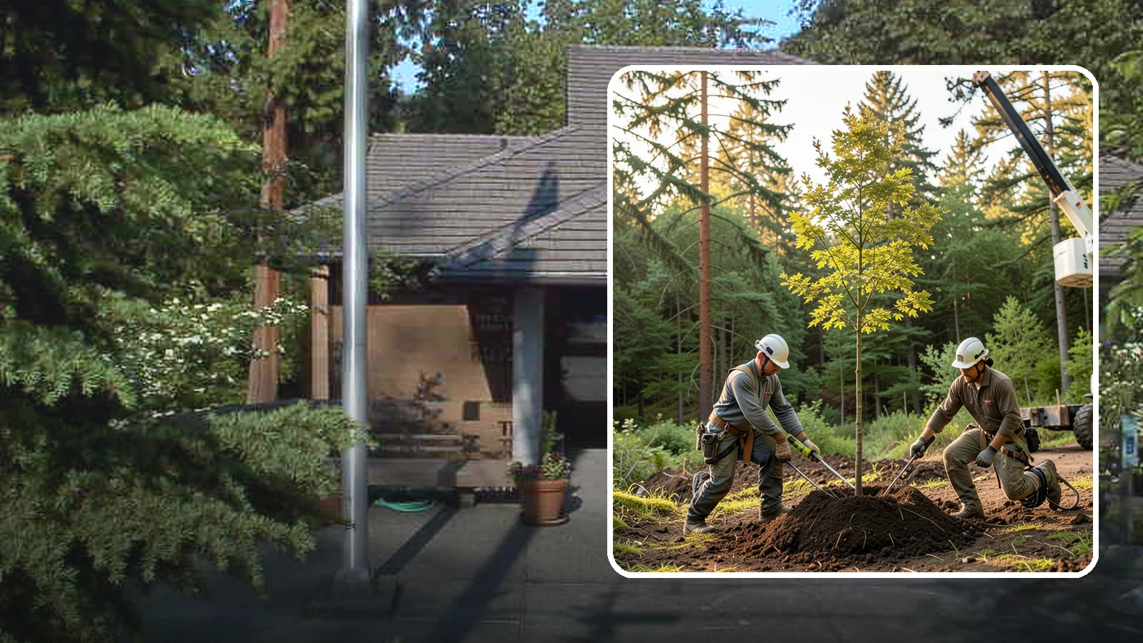 Tree replacement in Yarrow Point, King County, WA - The replanting of trees to replace those removed.