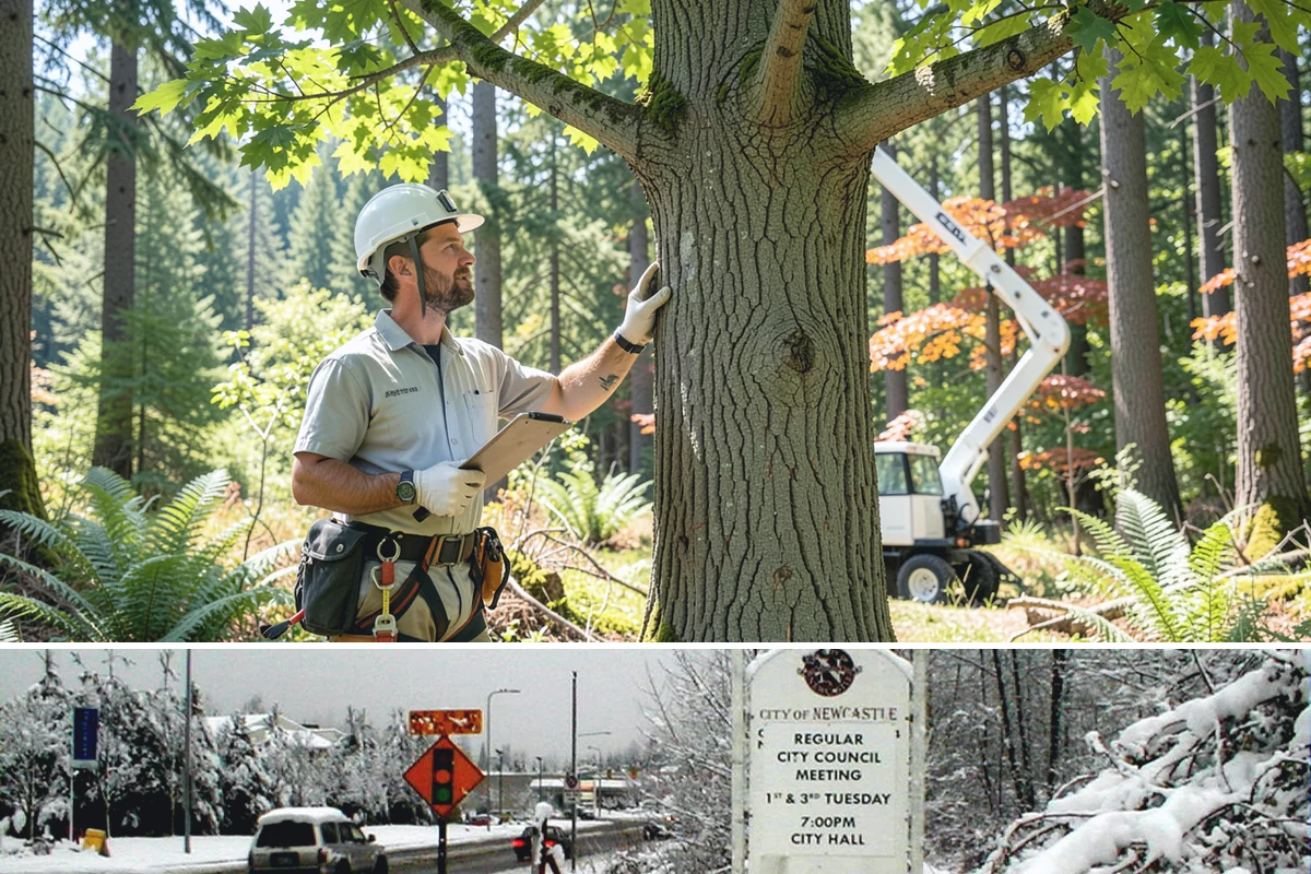 Tree risk assessment in Newcastle, King County, WA - This assessment can be performed year-round in the Puget Sound climate but may require adjusted scheduling for frozen ground that...