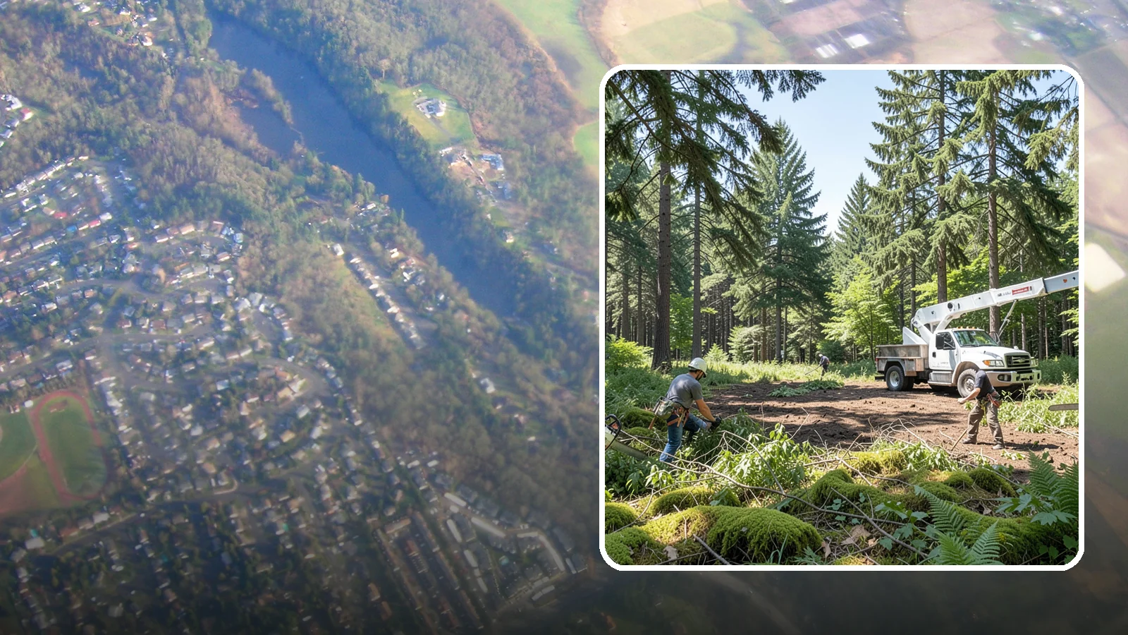Underbrush clearing in Algona, King County, WA - The clearing of understory growth beneath trees.