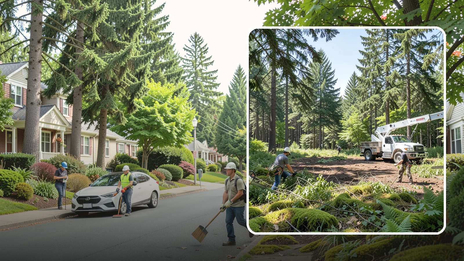 Underbrush clearing in Beaux Arts Village, King County, WA - The clearing of understory growth beneath trees.