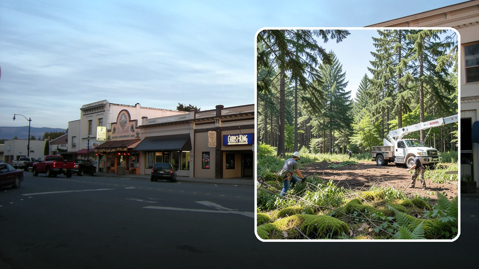 Underbrush clearing in Burlington, Skagit County, WA - The clearing of understory growth beneath trees.