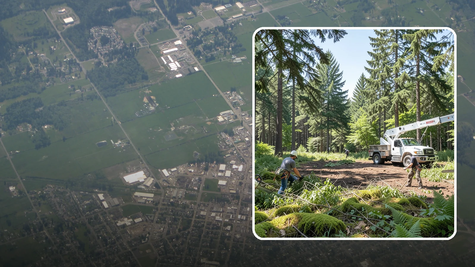 Underbrush clearing in Enumclaw, King County, WA - The clearing of understory growth beneath trees.