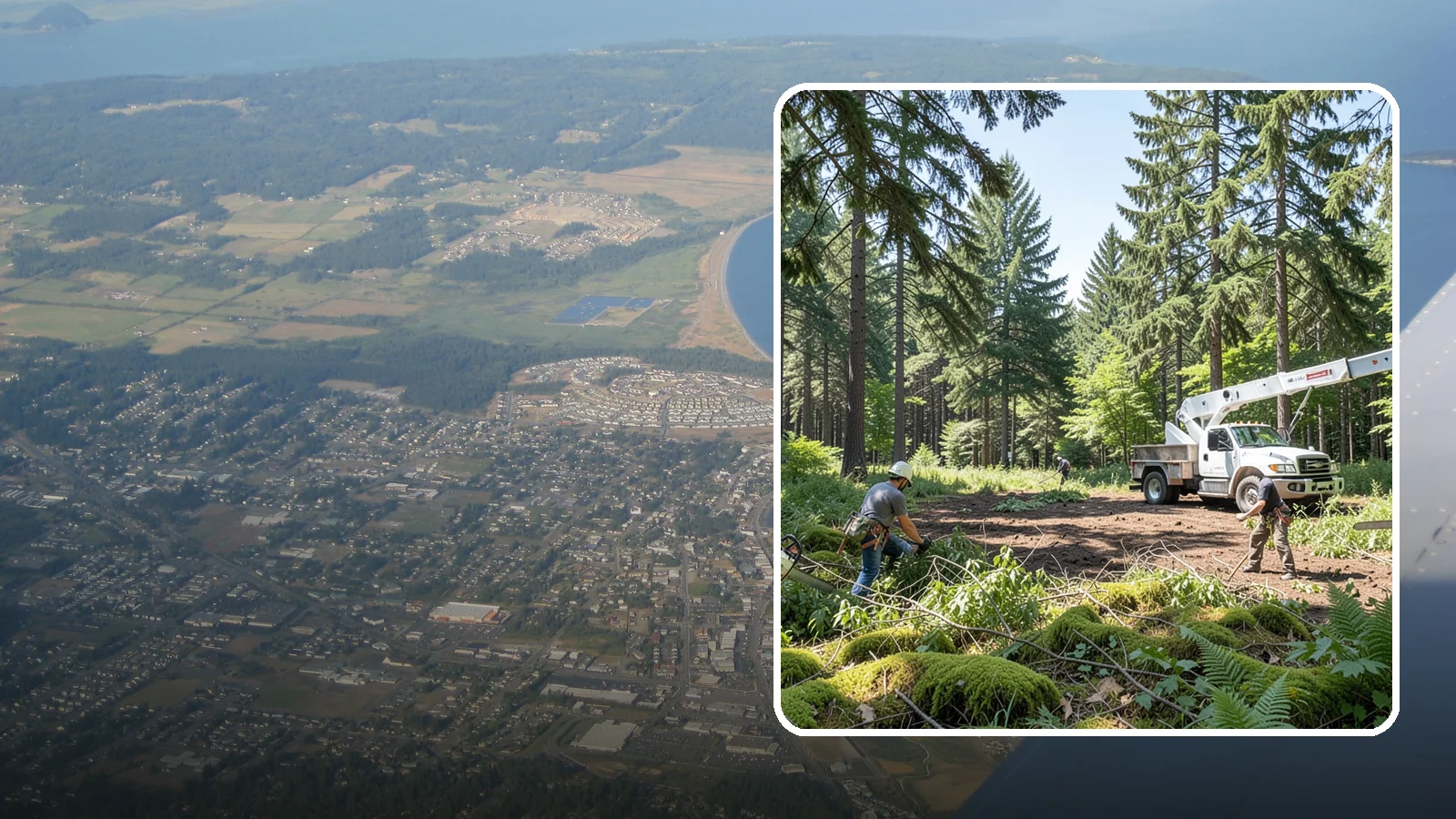 Underbrush clearing in Oak Harbor, Island County, WA - The clearing of understory growth beneath trees.