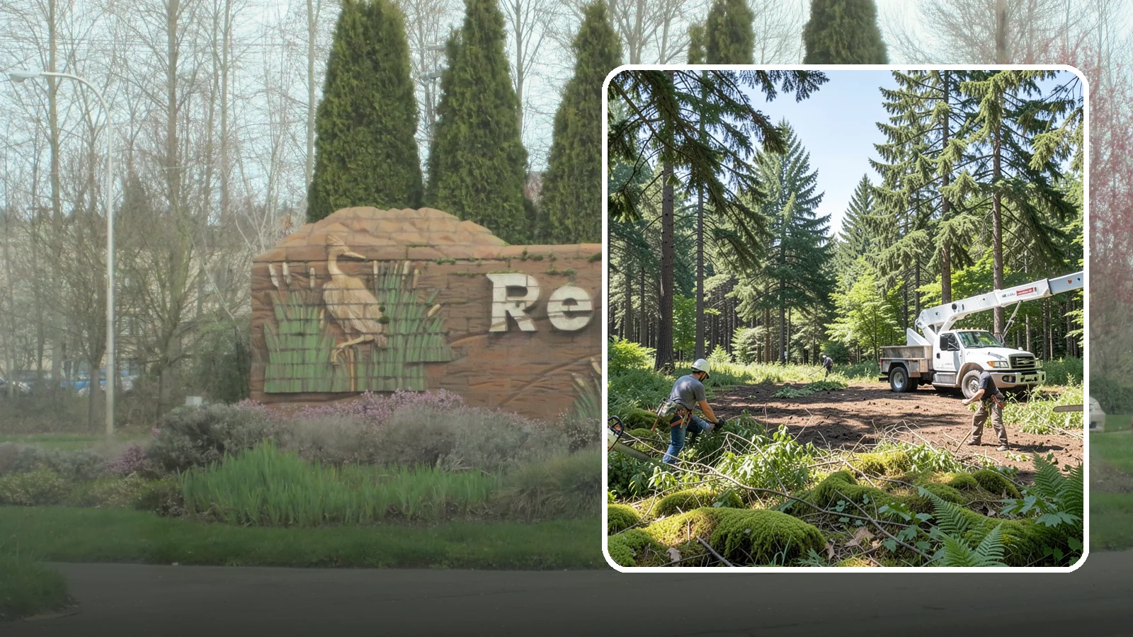 Underbrush clearing in Renton, King County, WA - The clearing of understory growth beneath trees.