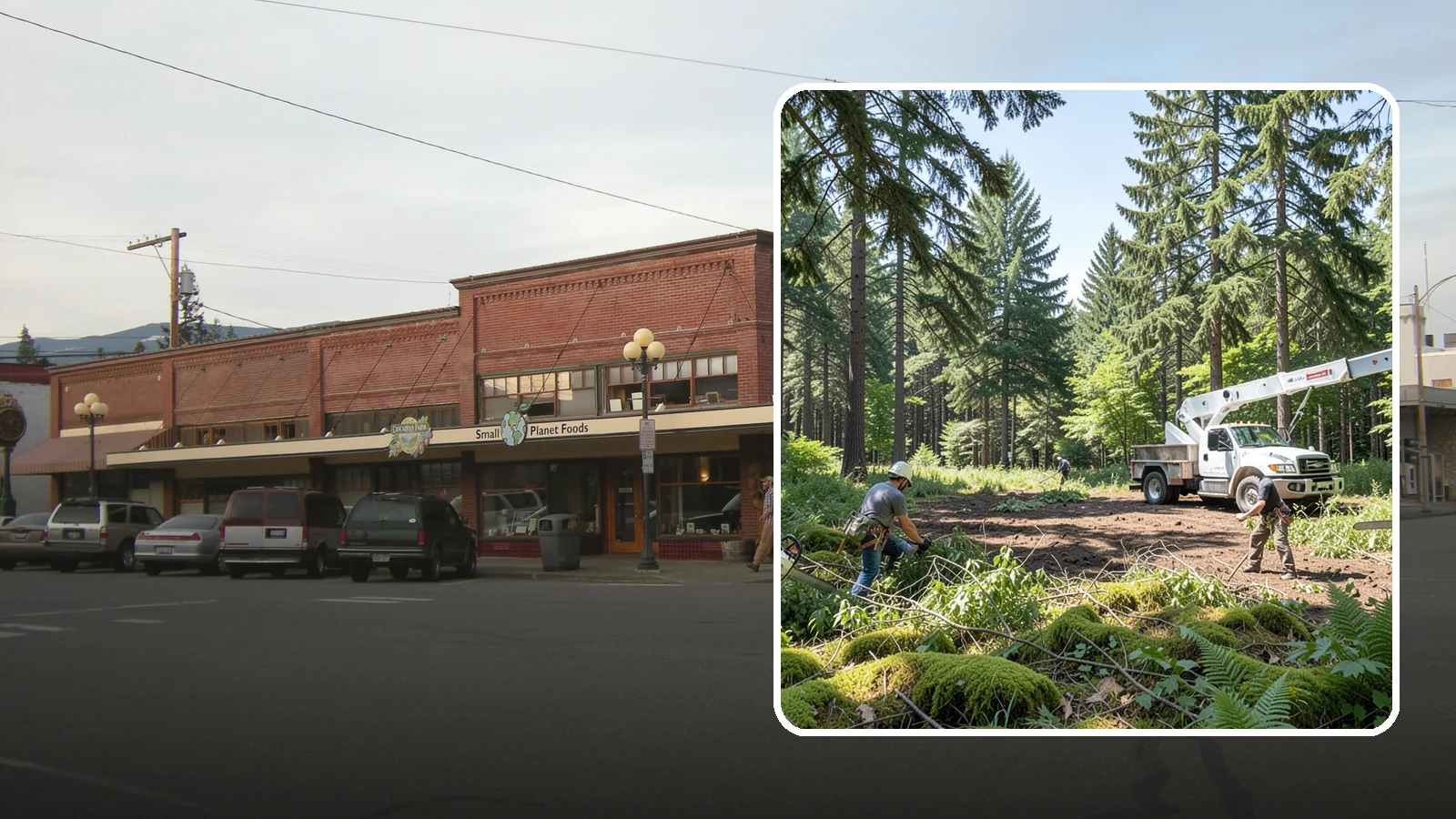 Underbrush clearing in Sedro-Woolley, Skagit County, WA - The clearing of understory growth beneath trees.